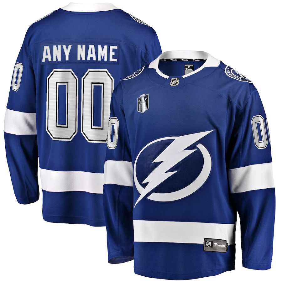 Men Tampa Bay Lightning Fanatics Branded Blue Home Stanley Cup Final Breakaway Custom NHL Jersey